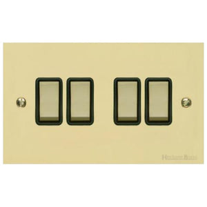 Richmond Elite Range Satin Brass Switches & Sockets, LP44 - 4 Gang Rocker Switch by Heritage Brass By M-Marcus