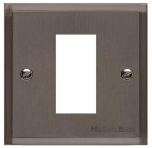Elite Stepped Plate Range Matt Bronze Switches & Sockets, S09 - 1 Module Euro Plate by Heritage Brass By M-Marcus