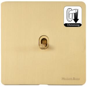 Studio Range Satin Brass Switches & Sockets, Y44 - 1 Gang Dimming Stockholm Toggle by Heritage Brass By M-Marcus