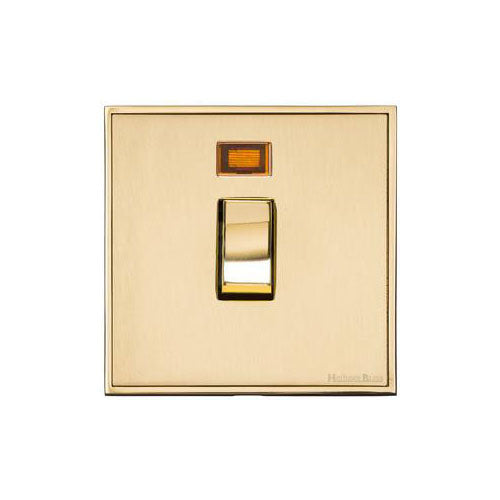 Executive Range-Satin Brass-20 Amp DP Switch with Neon