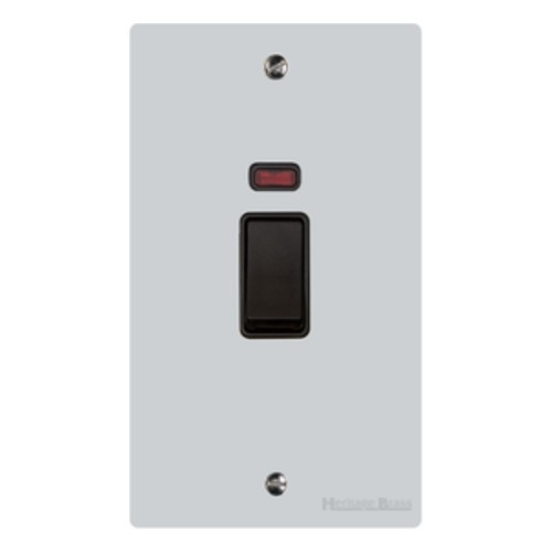 Elite Flat Plate Range Polished Chrome, T02 - 45A DP Cooker Switch with Neon (tall plate)