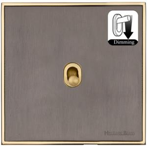 Executive Range Satin Black Nickel with Polished Brass Switches & Sockets, EX16 - 1 Gang Dimming Stockholm Toggle by Heritage Brass By M-Marcus