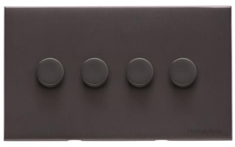 Windsor Range Matt Bronze Switches & Sockets, WN9 - 4 Gang TED Dimmer (Compatible with LED Lamps) by Heritage Brass By M-Marcus