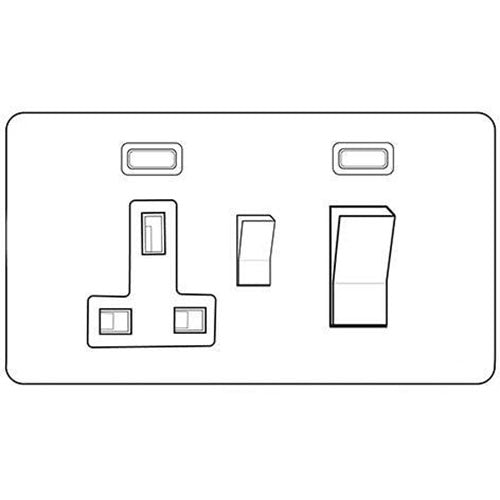 Primed White Flat Plate PW-45A Cooker Unit/13A Socket by Heritage Brass By M-Marcus