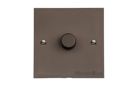 Heritage Brass Stylist Bronze Flat Plate - Square Edge - 1 Gang TED Dimmer (Compatible with LED Lamps)