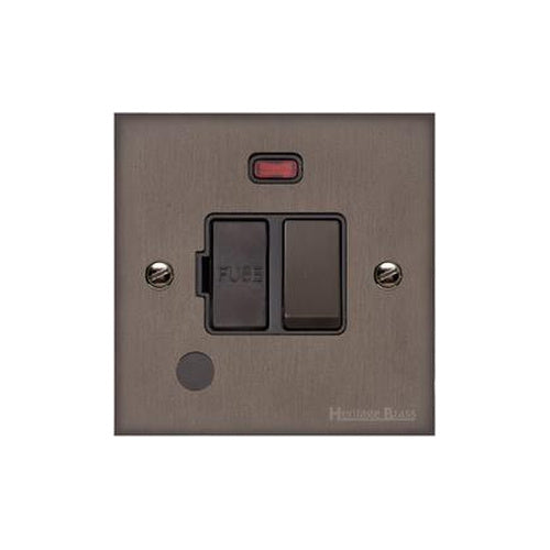 Heritage Brass Stylist Bronze Low Profile Plate - Square Edge - Switched Spur with Neon + Cord (13 Amp) -Type RL9 by Heritage Brass By M-Marcus