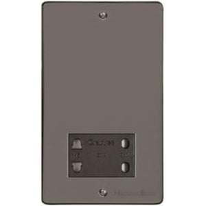Elite Flat Plate Range Polished Black Nickel Switches & Sockets, T06 - Shaver Socket Output Voltage 110/240V by Heritage Brass By M-Marcus