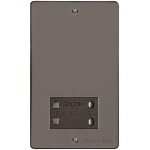 Elite Flat Plate Range Polished Black Nickel Switches & Sockets, T06 - Shaver Socket Output Voltage 110/240V by Heritage Brass By M-Marcus