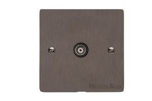 Heritage Brass Stylist Bronze Flat Plate - Round Edge - 1 Gang Isolated TV Coaxial Socket
