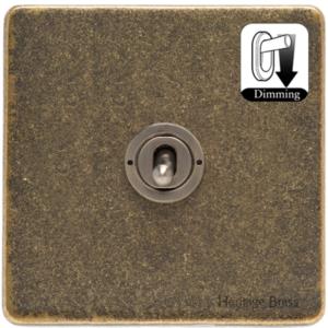 Vintage Range Rustic Brass Switches & Sockets, XRB - 1 Gang Dimming Toggle Switch by Heritage Brass By M-Marcus