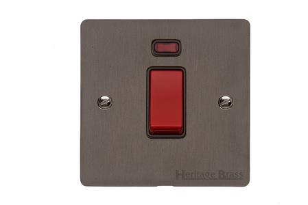 Elite Flat Plate Range Matt Bronze Switches & Sockets, T09 - 45A DP Cooker Switch with Neon (single plate) by Heritage Brass By M-Marcus