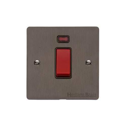 Elite Flat Plate Range Matt Bronze Switches & Sockets, T09 - 45A DP Cooker Switch with Neon (single plate) by Heritage Brass By M-Marcus