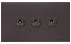 Windsor Range Matt Bronze Switches & Sockets, WN9 - 3 Gang Toggle Switch by Heritage Brass By M-Marcus