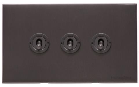Windsor Range Matt Bronze Switches & Sockets, WN9 - 3 Gang Toggle Switch by Heritage Brass By M-Marcus