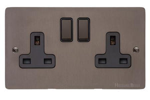 Heritage Brass Stylist Bronze Flat Plate - Round Edge - Double Socket (13 Amp)