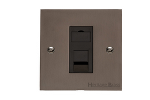 Heritage Brass Stylist Bronze Flat Plate - Square Edge - 1 Gang CAT6
