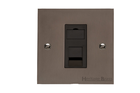 Heritage Brass Stylist Bronze Flat Plate - Square Edge - 1 Gang CAT6