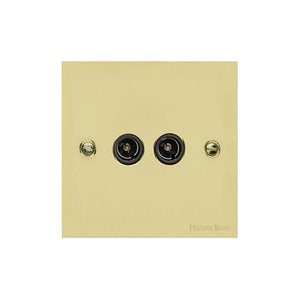 Richmond Elite Range Satin Brass Switches & Sockets, LP44 - 2 Gang TV Coaxial Socket by Heritage Brass By M-Marcus