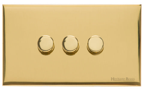 Windsor Range Polished Brass Switches & Sockets, WN1 - 3 Gang TED Dimmer (Compatible with LED Lamps) by Heritage Brass By M-Marcus