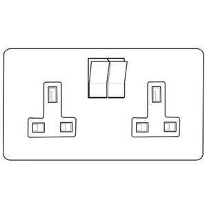 Primed White Flat Plate PW-Double Socket (13 Amp) by Heritage Brass By M-Marcus