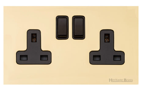 Windsor Range Polished Brass Switches & Sockets, WN1 - Double Socket (13 Amp) by Heritage Brass By M-Marcus