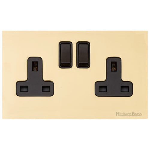 Windsor Range Polished Brass Switches & Sockets, WN1 - Double Socket (13 Amp) by Heritage Brass By M-Marcus