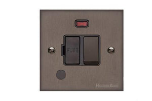 Heritage Brass Stylist Bronze Low Profile Plate - Square Edge - Switched Spur with Neon + Cord (13 Amp)