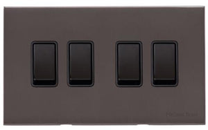 Windsor Range Matt Bronze Switches & Sockets, WN9 - 4 Gang Rocker Switch by Heritage Brass By M-Marcus