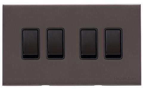 Windsor Range Matt Bronze Switches & Sockets, WN9 - 4 Gang Rocker Switch by Heritage Brass By M-Marcus