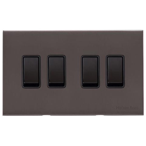 Windsor Range Matt Bronze Switches & Sockets, WN9 - 4 Gang Rocker Switch by Heritage Brass By M-Marcus