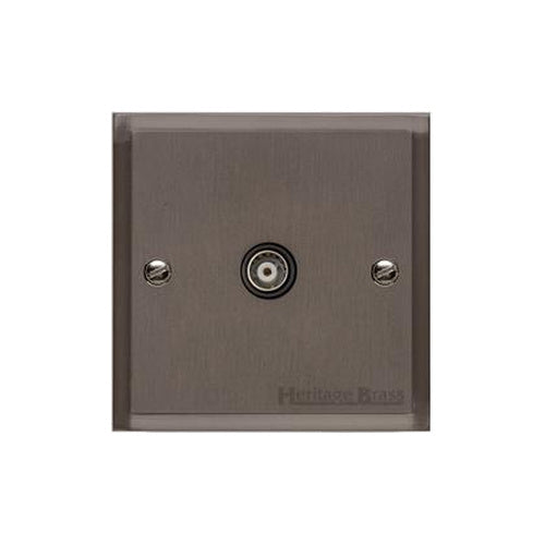 Elite Stepped Plate Range Matt Bronze Switches & Sockets, S09 - 1 Gang Isolated TV Coaxial Socket by Heritage Brass By M-Marcus
