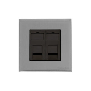 Windsor Range Satin Chrome Silk Switches & Sockets, WN35 - 2 Gang Secondary Line Socket by Heritage Brass By M-Marcus