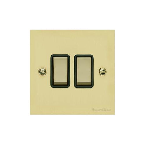 Richmond Elite Range Satin Brass Switches & Sockets, LP44 - 2 Gang Rocker Switch by Heritage Brass By M-Marcus