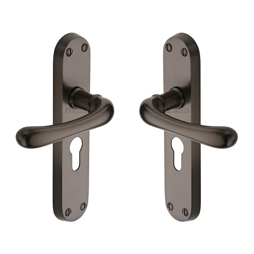 Luna Door Handle on Plate by M Marcus - Heritage Brass