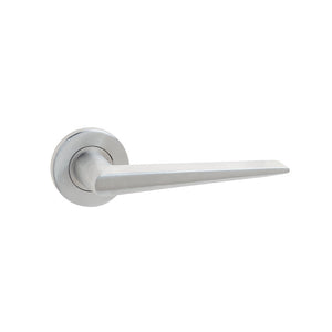 Frelan, Meteor Door Handle on Rose Grade 304 Satin Stainless Steel, Door Handles, Lever Handles On Round Rose