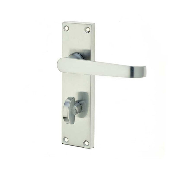 Frelan, Victorian Straight Door Handle on Bathroom Plate, Door Handles, Lever Handles On Bathroom Backplate