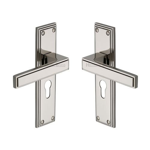Atlantis Door Handle on Plate by M Marcus - Heritage Brass