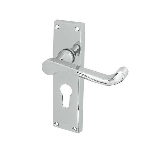 Frelan, Victorian Scroll Door Handle on Euro Profile Lockplate, Door Handles, Lever Handles On Euro Lock Backplate