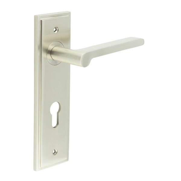 Burlington, Burlington Fitzrovia Door Handle Din Euro Backplate, Door Handles, Burlington Fitzrovia Door Handle Din Euro Backplate, Lever on Euro Lock Backplate