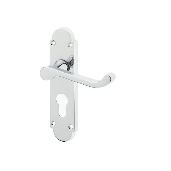 Frelan, Epsom Suite Door Handle on Euro Profile Lockplate, Door Handles, Lever Handles On Euro Lock Backplate