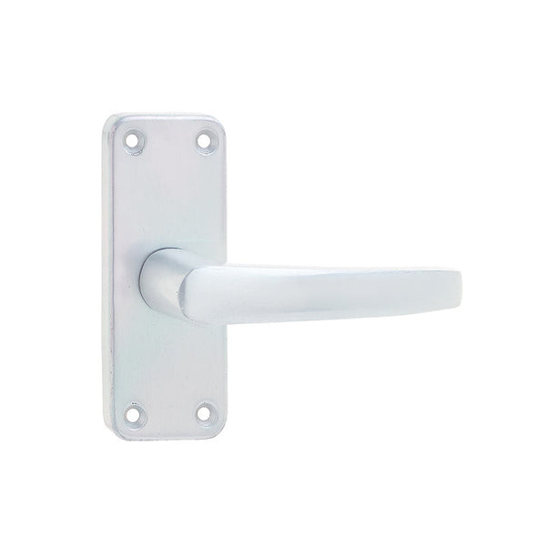 Contract Door Handle on Short Latchplate Satin Anodised Aluminium