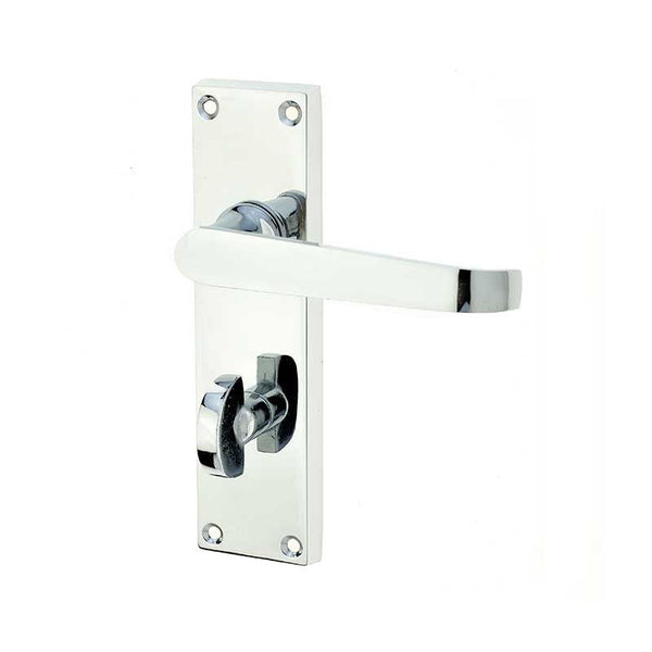 Frelan, Victorian Straight Door Handle on Bathroom Plate, Door Handles, Lever Handles On Bathroom Backplate