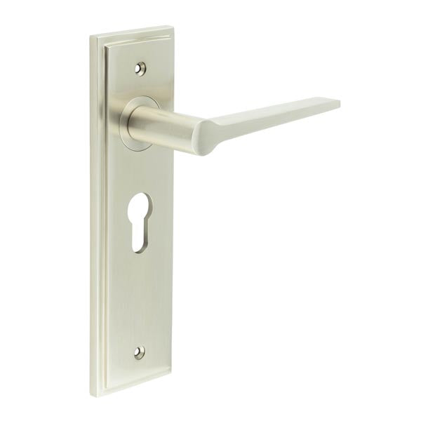 Burlington, Burlington Knightbridge Door Handle Euro Backplate, Door Handles, Burlington Knightbridge Door Handle Euro Backplate, Lever on Euro Lock Backplate