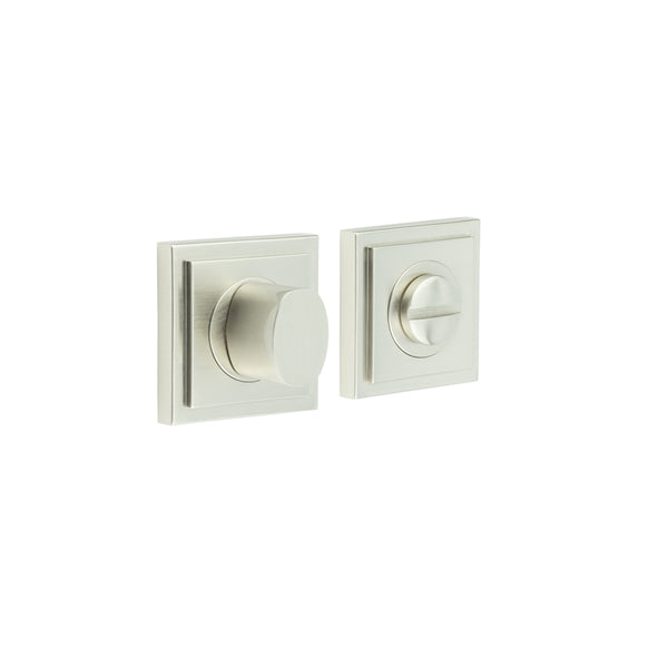 Burlington, Burlington Turns & Releases Inner 3 with Square Stepped Rose, Door Handles, Bathroom Backplate  & Turn & Release 3