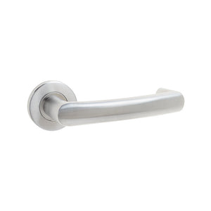 Frelan, Juno Door Handle on Rose Grade 304 Satin Stainless Steel, Door Handles, Lever Handles On Round Rose