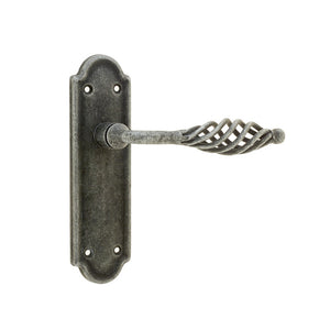 Frelan, Cage Suite Door Handle on Latchplate Pewter, Door Handles, Lever Handles On Latch Backplate