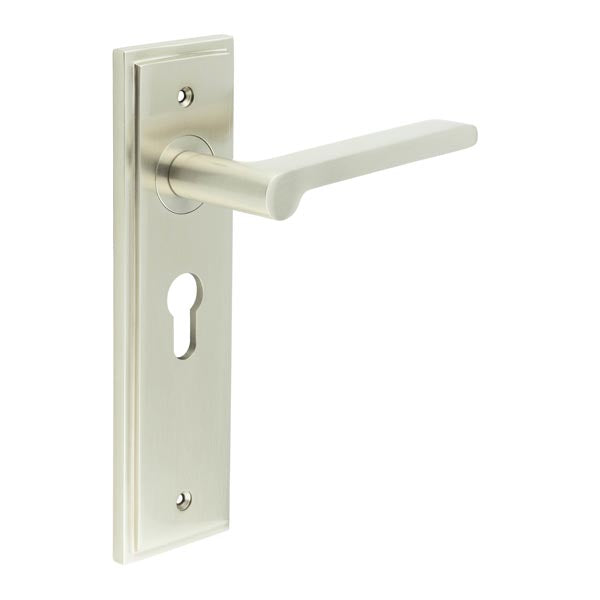 Burlington, Burlington Fitzrovia Door Handle Euro Backplate, Door Handles, Burlington Fitzrovia Door Handle Euro Backplate, Lever on Euro Lock Backplate