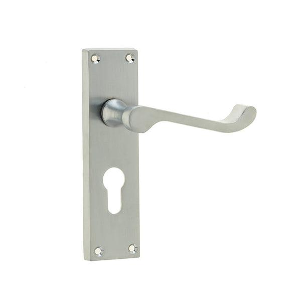 Frelan, Victorian Scroll Door Handle on Euro Profile Lockplate, Door Handles, Lever Handles On Euro Lock Backplate