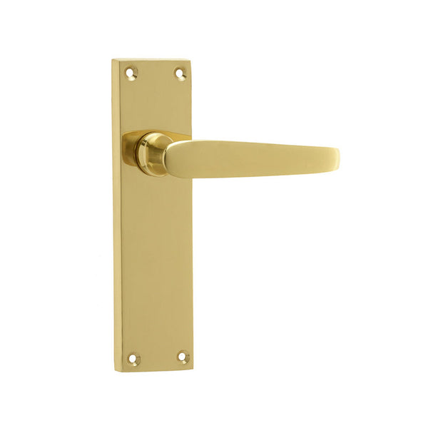 Frelan, Victorian Straight Door Handles on Long Latchset Plate, Door Handles, Lever Handles On Latch Backplate