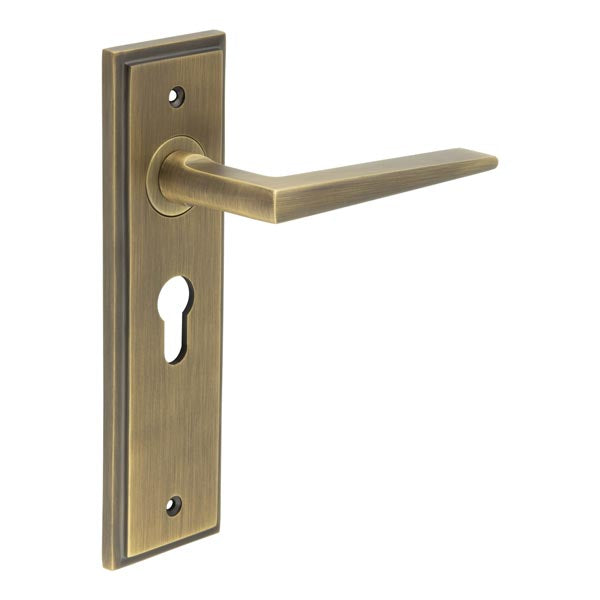 Burlington, Burlington Mayfair Door Handle Euro Backplate, Door Handles, Burlington Mayfair Door Handle Euro Backplate, Lever on Euro Lock Backplate